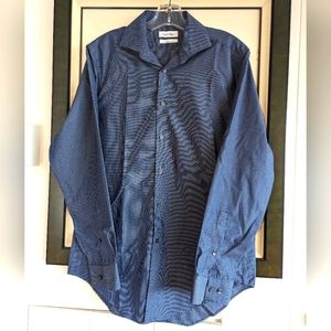 Calvin Klein Performance Non-Iron Slim Fit Long Sleeve Blue/White Dress shirt 15